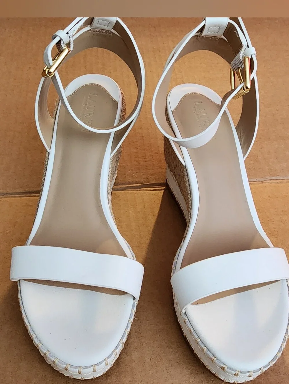 Lauren Ralph Lauren Hilarie Ankle-Strap Espadrille Platform Wedge Sandal Sz 8